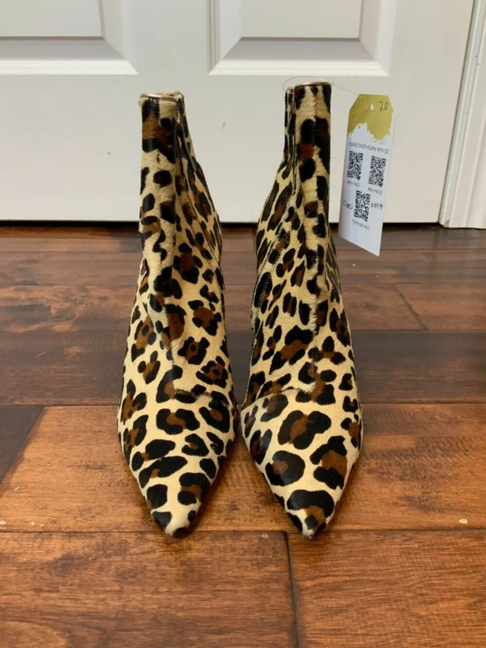 Charlotte Olympia Tan Brown Leopard Print Calf Hair Heel Ankle Booties, Size 10